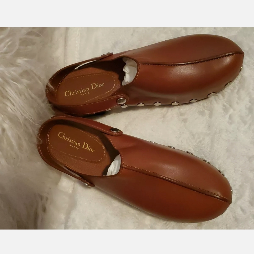 Christian Dior Diorquake Brown Leather Clogs